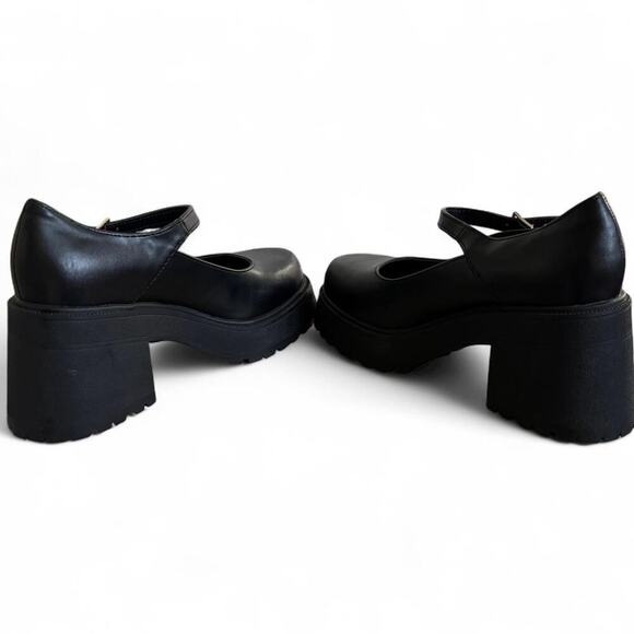 Y2K SUPER chunky Black Mary Jane Platform‎ Charm Sandals Heels 6.5. - Picture 6 of 8